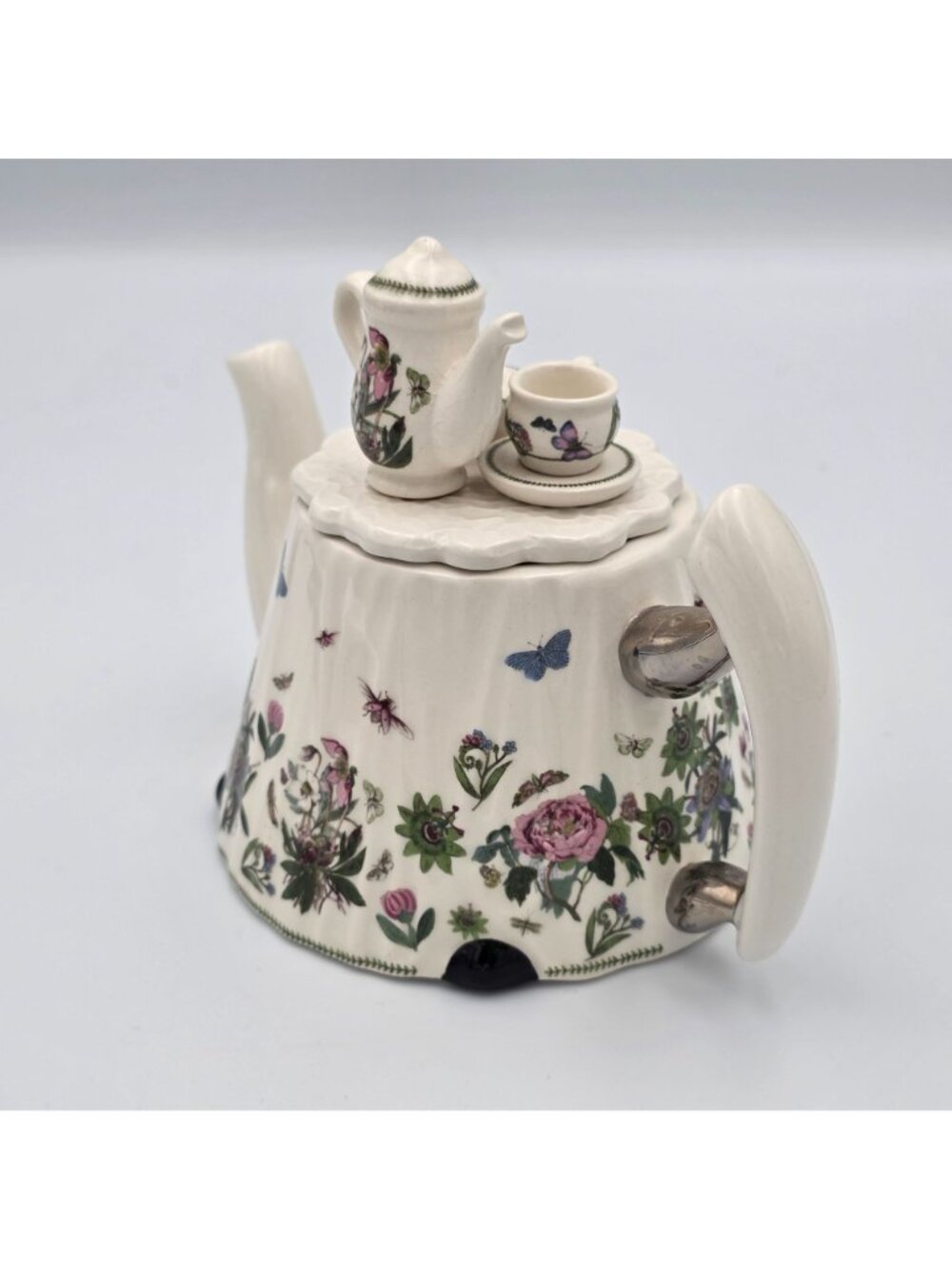 Miniature Portmeirion Botanic Garden Victorian Teapot Topper Floral Butterfly - Picture 7 of 10